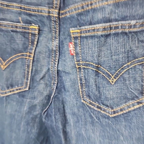 Levi's Dark Blue Distressed 502 Regular Taper Jeans Boy Size 8 Adjustable Waist - Picture 7 of 8